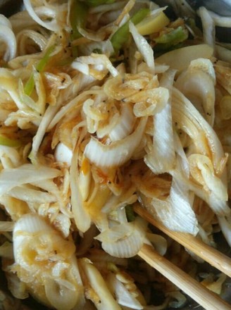Scallion Mixed with Shrimp Skin recipe