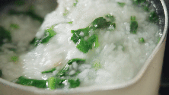 Shrimp and Spinach Congee [ms. Kong Teaches Cooking] recipe
