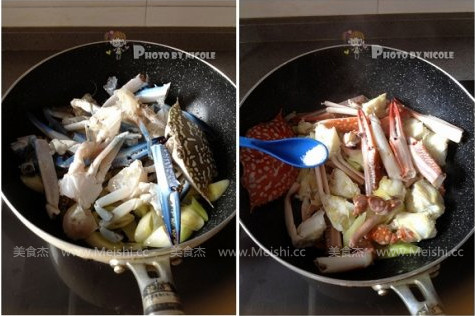 Fried Crab with Ginger and Spring Onion recipe