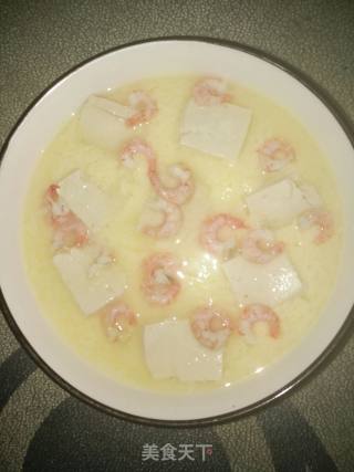 Steamed Egg with Shrimp and Tofu recipe