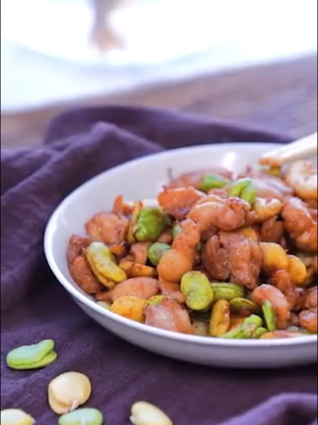 Fried Chicken with Broad Beans recipe