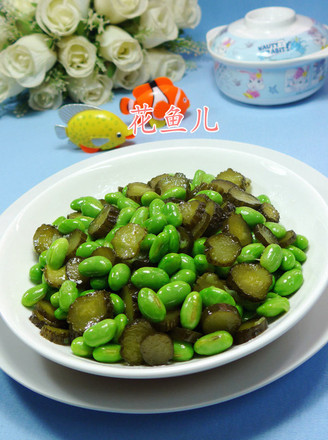 Fried Edamame with Pickled Cucumber