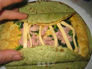 Tuna Cheese Egg Spinach Roll recipe