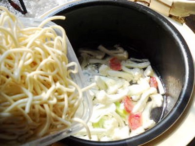 Braised Noodles with Cauliflower Sausage recipe