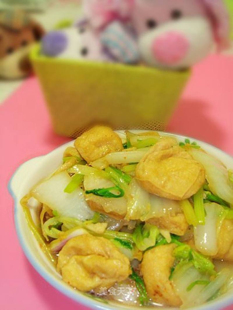 Chinese Cabbage Braised Tofu with Oil recipe