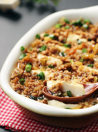 Steamed Tofu with Mustard and Minced Pork recipe