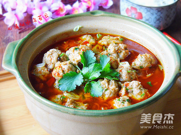 Cilantro Meatballs in Red Soup recipe