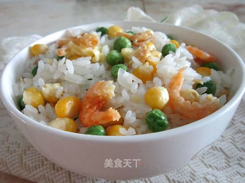 Fried Rice with Corn Shrimp and Egg recipe