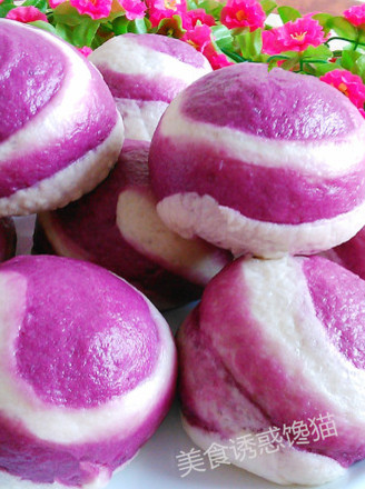 Threaded Purple Sweet Potato Peanut Buns recipe