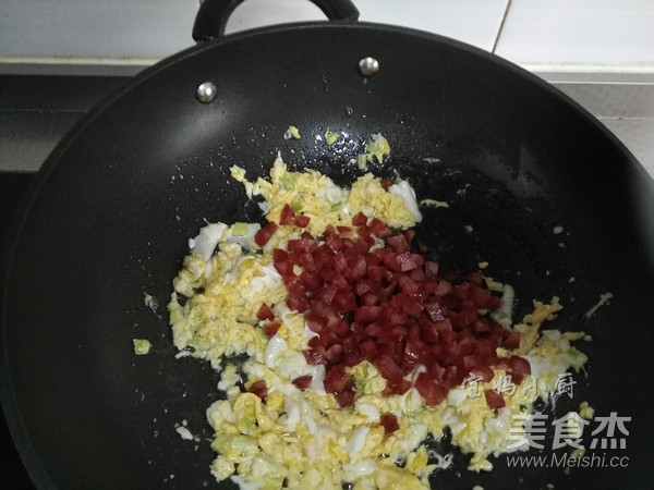 Fried Rice with Chopped Green Onion and Sausage recipe