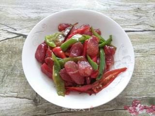 Stir-fried Sausage with Green and Red Pepper recipe