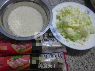 Cabbage Beef Tendon Balls and Rice Porridge recipe