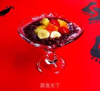 Coconut Fragrant Black Rice and Fruit Porridge recipe