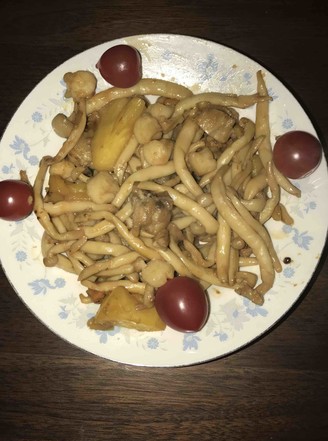 Fried Mushrooms with Seafood recipe