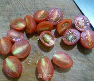 Stir-fried Rice Cake with Cherry Tomato and Egg recipe