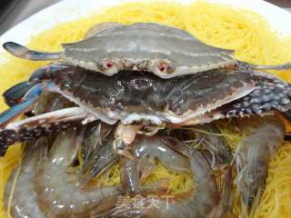 Steamed Corn Noodles with Shrimps and Crabs, Really Delicious recipe