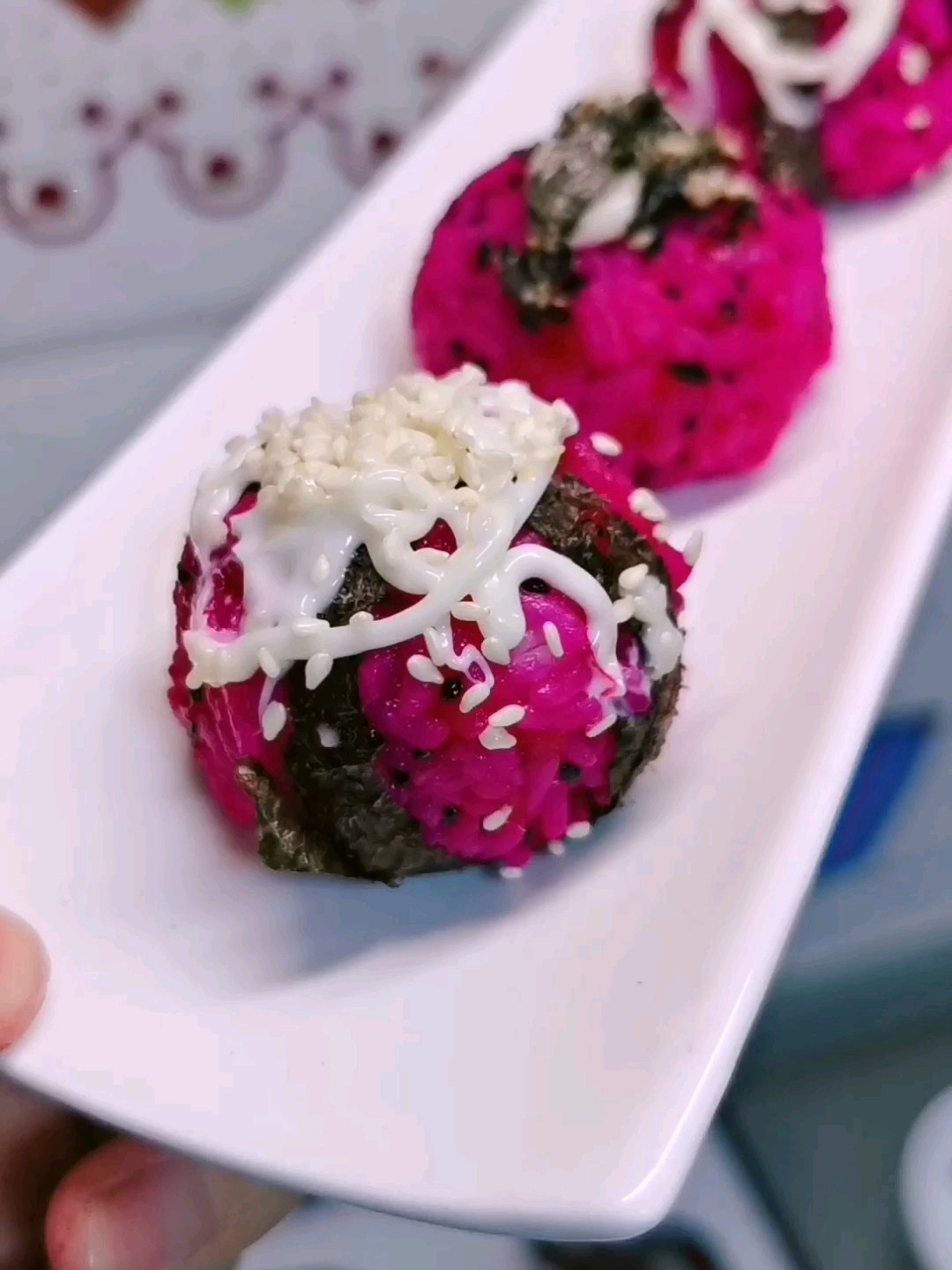 Dragon Fruit Sushi Rice Ball recipe