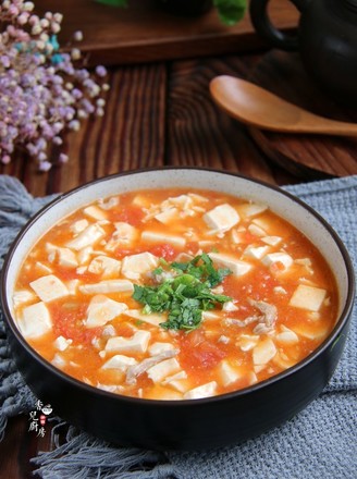 Tofu Soup with Tomato Shredded Pork recipe
