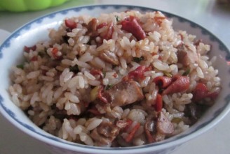 Fried Rice with Duck Intestine and Duck Leg