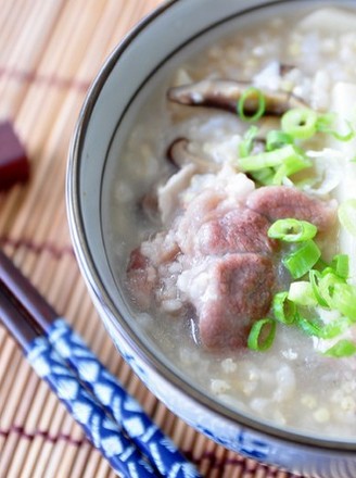 Healthy Congee with Fresh Bamboo Shoots and Mushroom Rib recipe