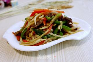 Stir-fried Shredded Pork with Rice and Green Pepper recipe