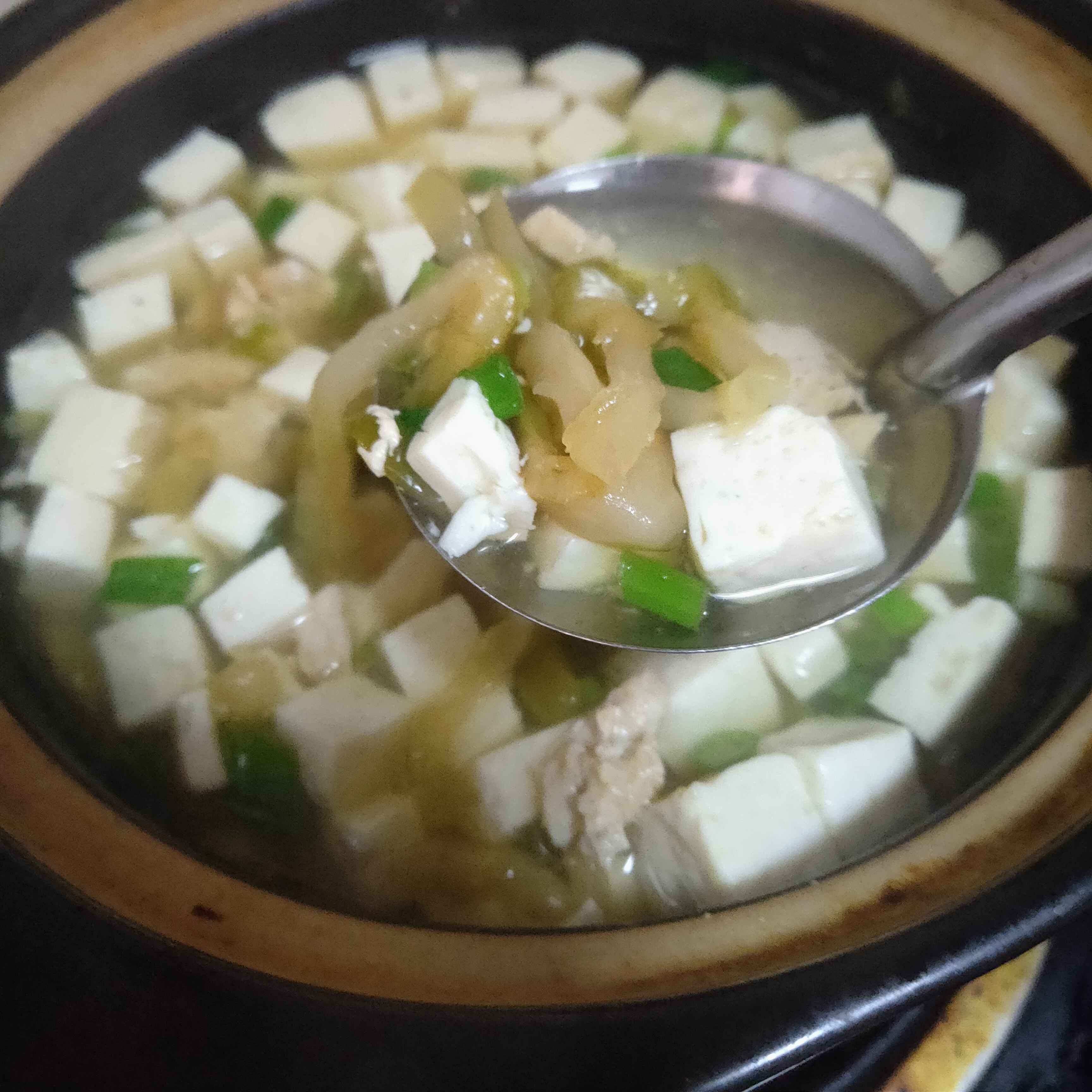 Mustard Tofu Lean Meat Soup recipe