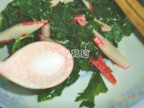 Crab Sticks Salad with Celery Leaves recipe