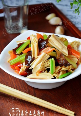 Five-color Yuba with Ginger Juice recipe