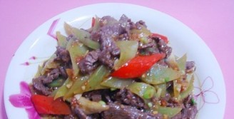 Stir-fried Beef with Pickled Peppers and Lettuce recipe