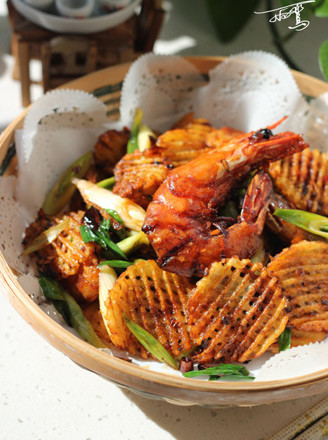 Griddle Potato Spicy Shrimp recipe