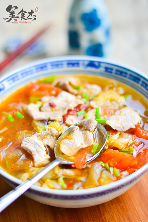 Hot and Sour Soup with White Pork Slices recipe