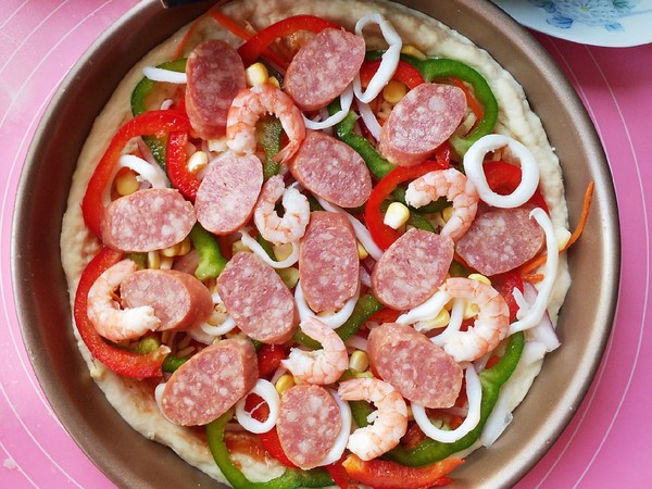 Beef Sausage Seafood Pizza recipe