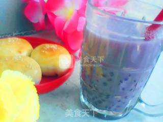 Purple Sweet Potato Milk Tea with Sago recipe