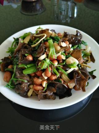 Spinach Fungus Mixed with Bean Curd recipe