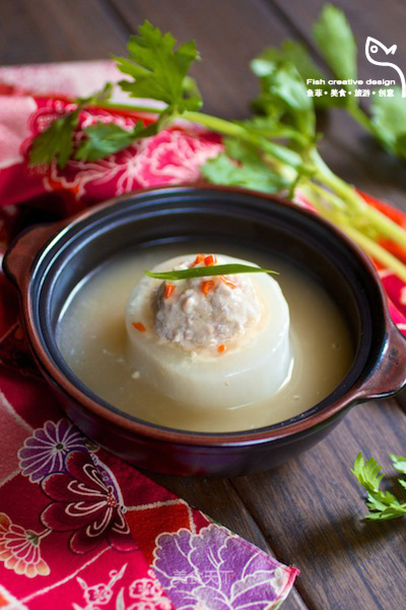 White Jade Radish Stuffed with Meat recipe