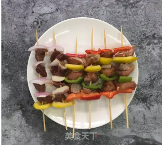 Pepper Chicken Skewers, Bell Pepper and Onion Chicken Heart Skewers recipe