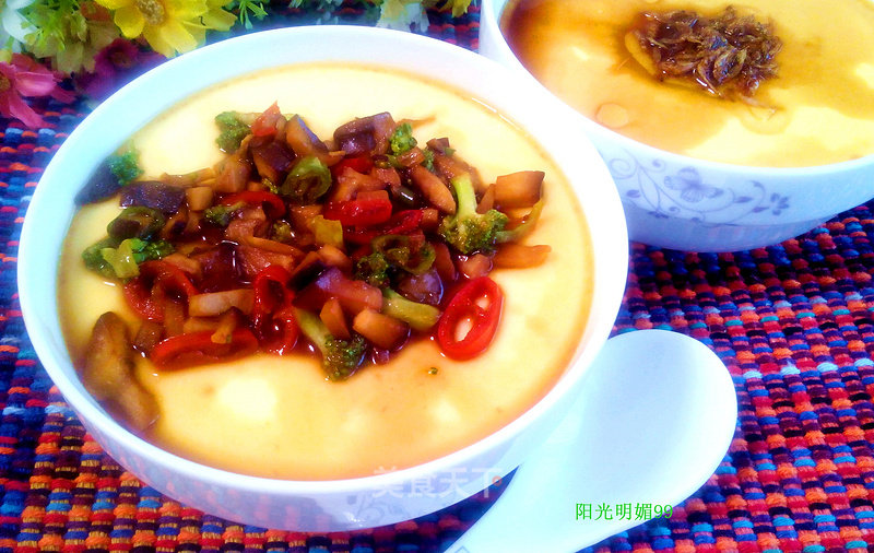 Steamed Egg Custard (one Type of Steamed Egg with Two Flavors) recipe