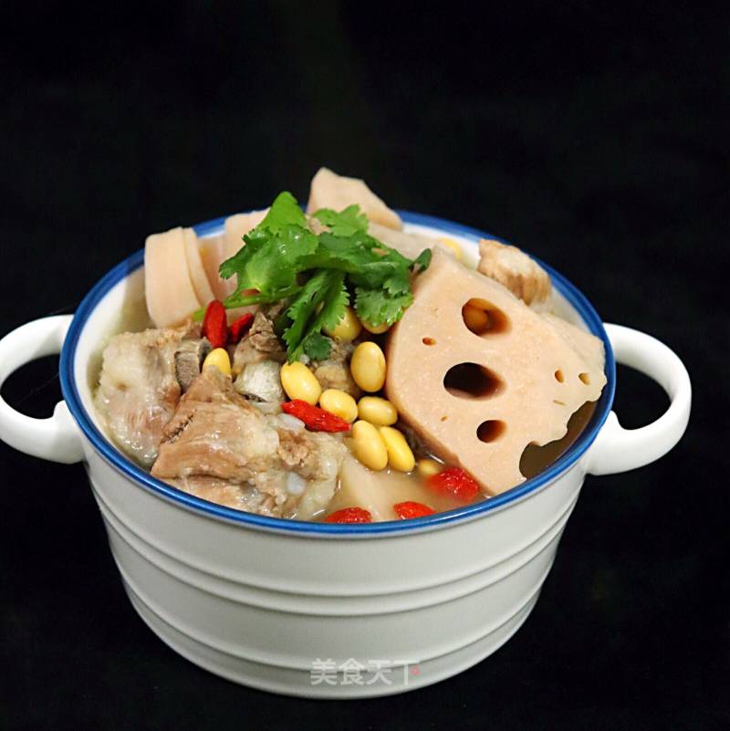 Pork Ribs, Soybeans and Lotus Root Soup recipe