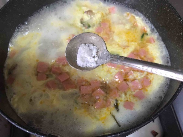 Tofu Ham Egg Drop Soup (ten Minutes Fast Nutritious Soup ¥ recipe