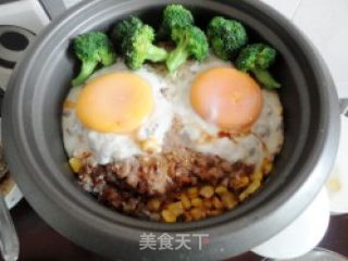 A Nutritious Lunch for Two-----mushroom Meat Cake Nest Egg Rice recipe