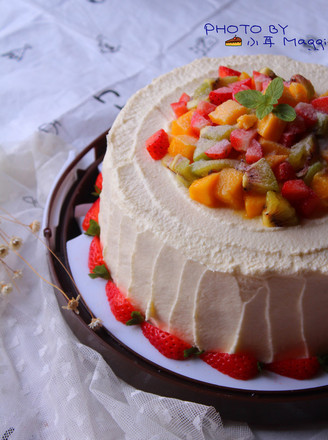 Colorful Fruit Cream Cake recipe
