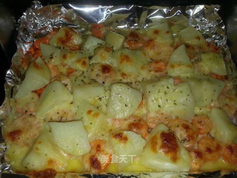 Roasted Potatoes and Carrots with Cheese