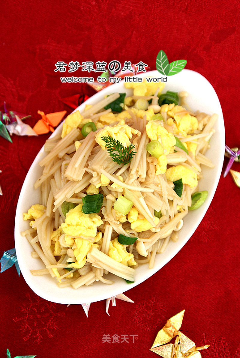 [scrambled Eggs with Enoki Mushroom] It's Delicious If You Mix It Up
