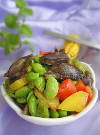 Stir-fried Duck Gizzards with Green Pepper and Edamame recipe