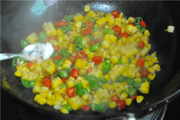 Stir-fried Corn with Green Chilies recipe