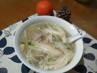 Enoki Mushroom and Silver Sprout Pork Soup recipe