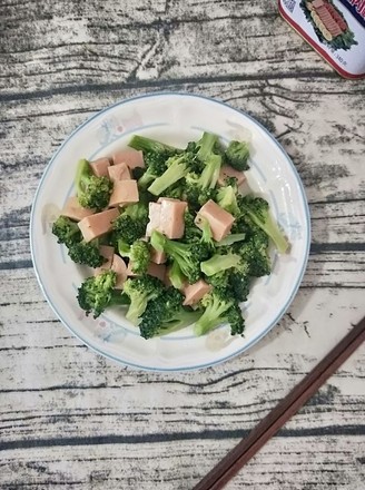 Fried Broccoli with Luncheon Meat
