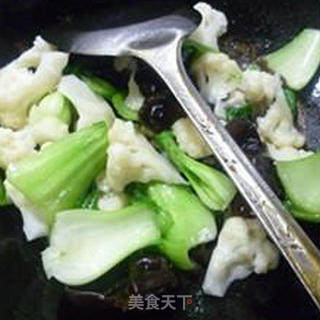 Greens, Black Fungus, Cauliflower recipe