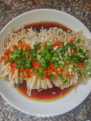 Summer Lazy Food: Chopped Pepper and Enoki Mushroom recipe