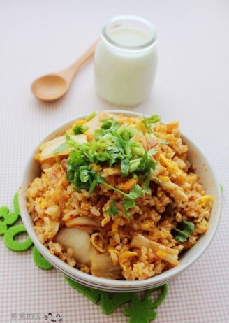 Korean Kimchi Sausage Egg Fried Rice recipe